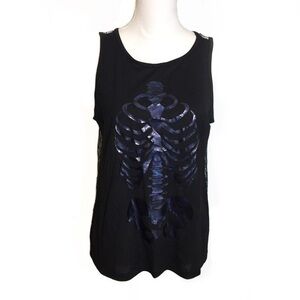 NWT Skeleton Spiderweb Mesh Sheer Tank Top New Goth Cyberpunk Punk Y2K Halloween